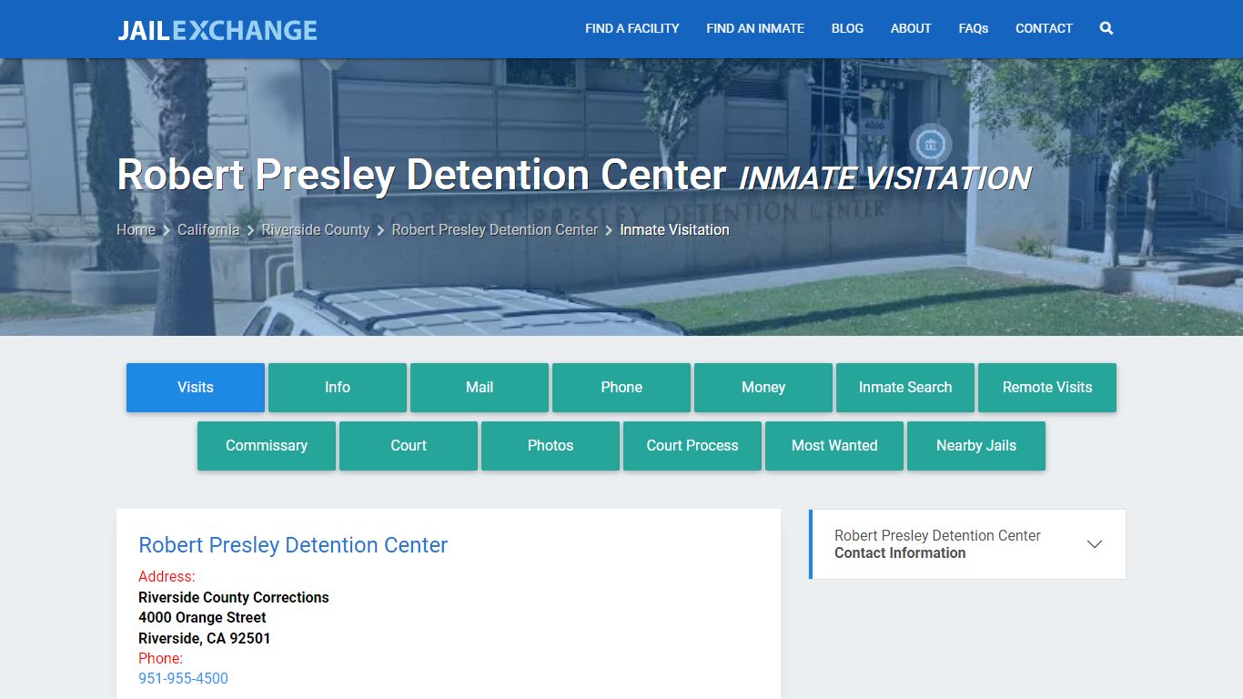 Inmate Visitation - Robert Presley Detention Center, CA - Jail Exchange